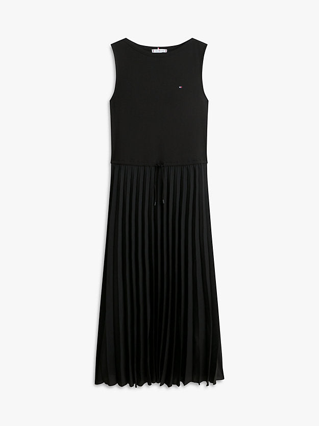 Pleated Sleeveless Slim Midi Dress