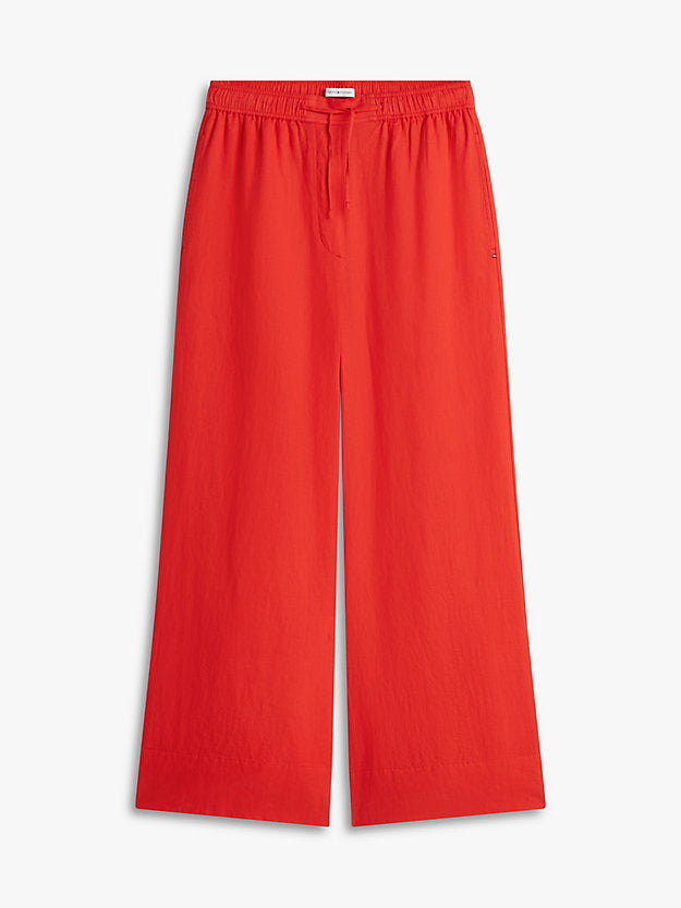 Relaxed Wide Leg Pure Linen Trousers