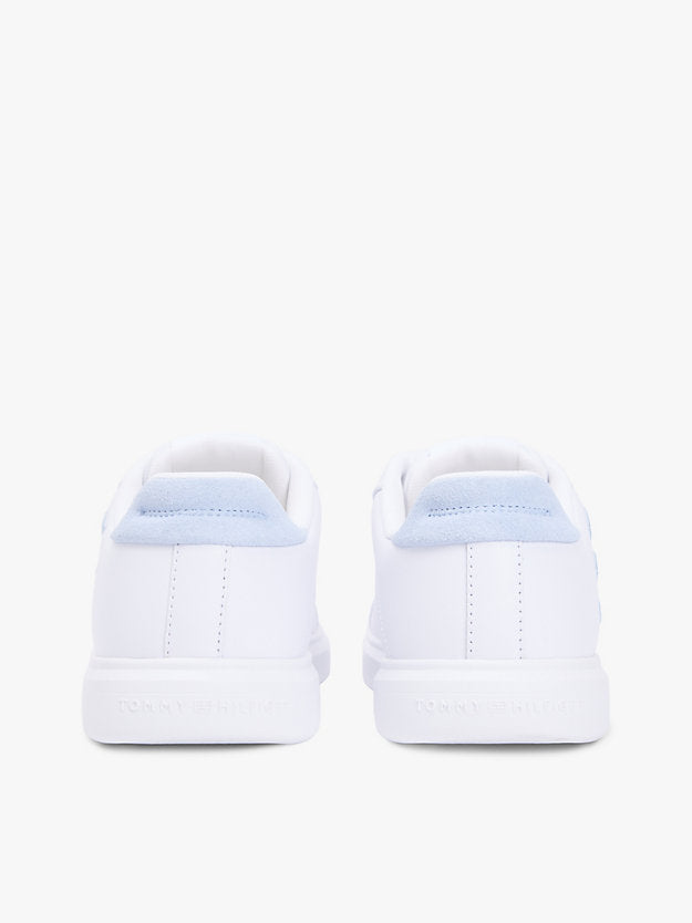 Leather Logo Embroidery Court Trainers
