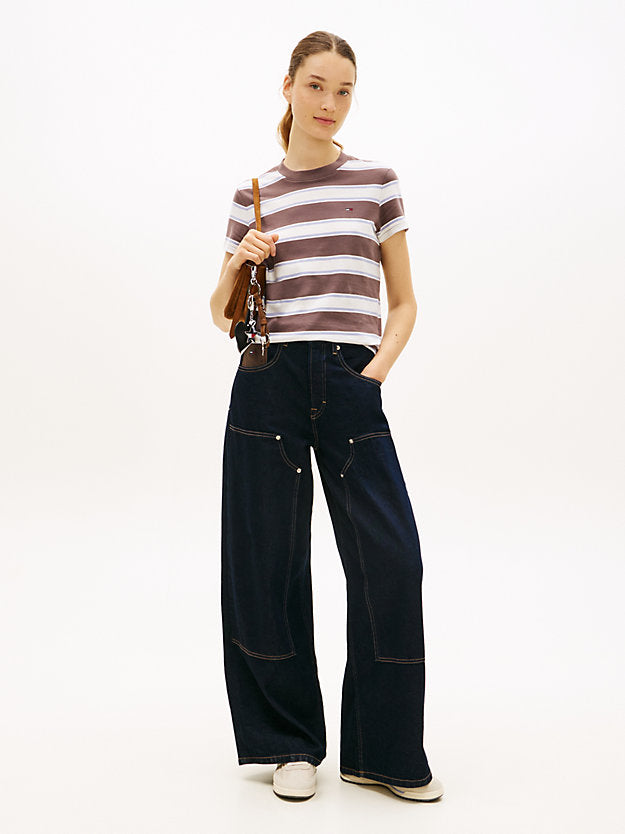 Flag Embroidery Jersey Crew Neck T-Shirt