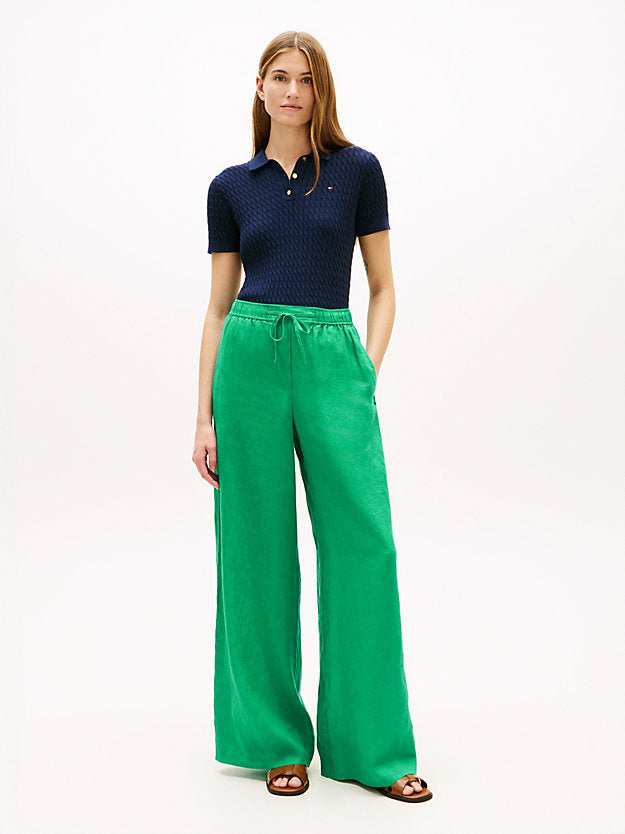 Relaxed Wide Leg Pure Linen Trousers