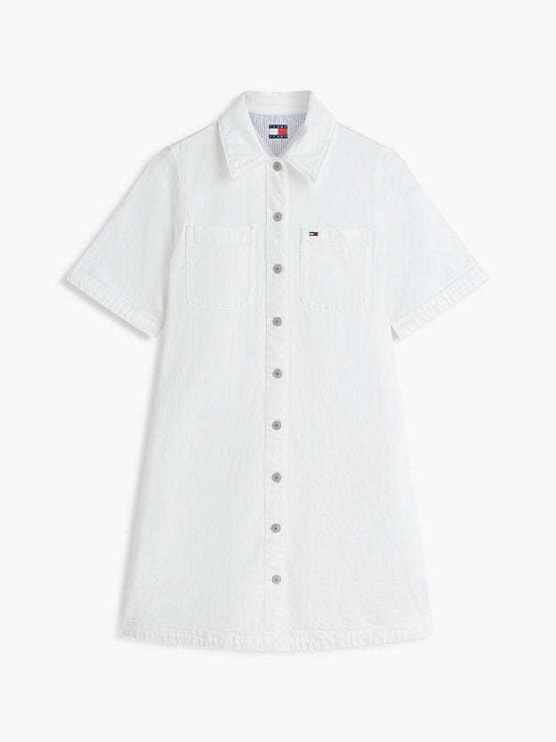 Textured Twill A-Line Mini Shirt Dress