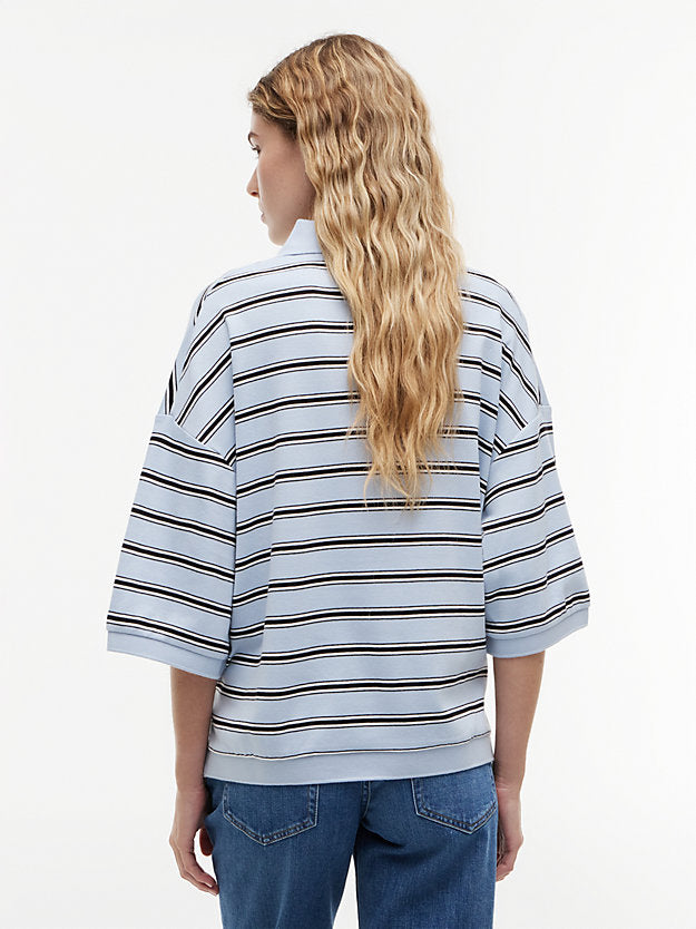 Oversized Fit Stripe Polo Shirt
