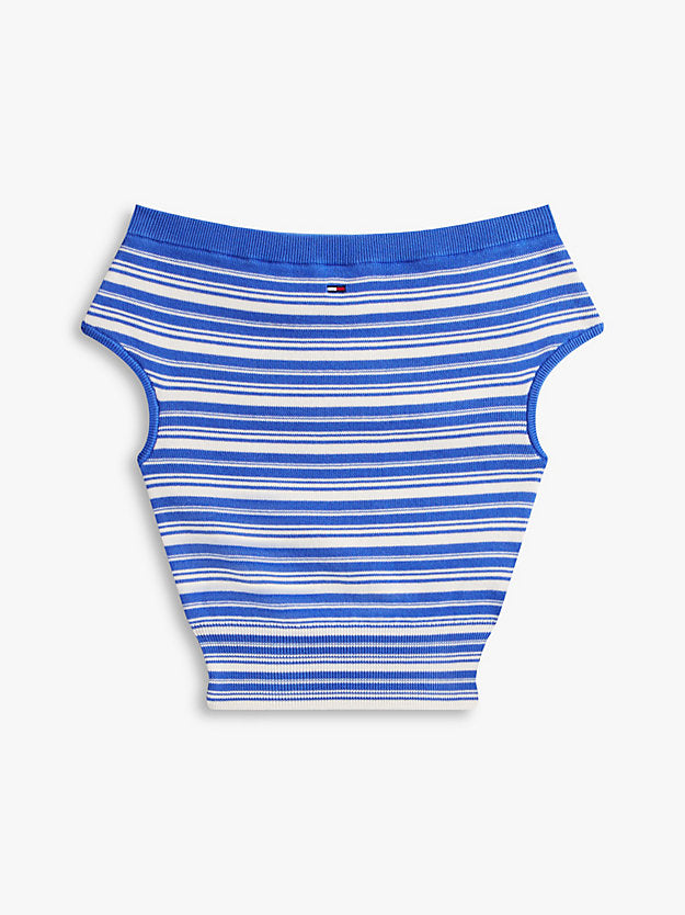 Stripe Off-The-Shoulder Slim Jumper