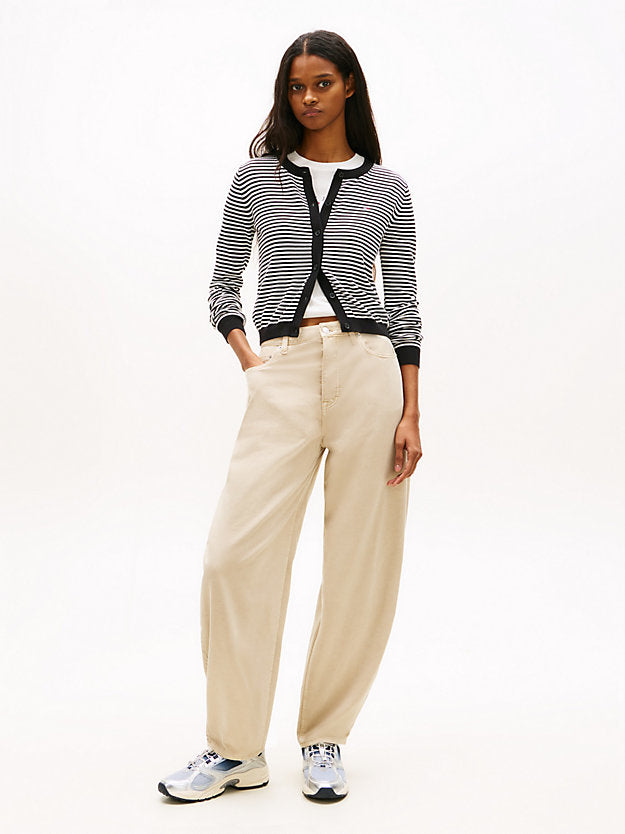 Ribbed Slim Crew Neck Cardigan
