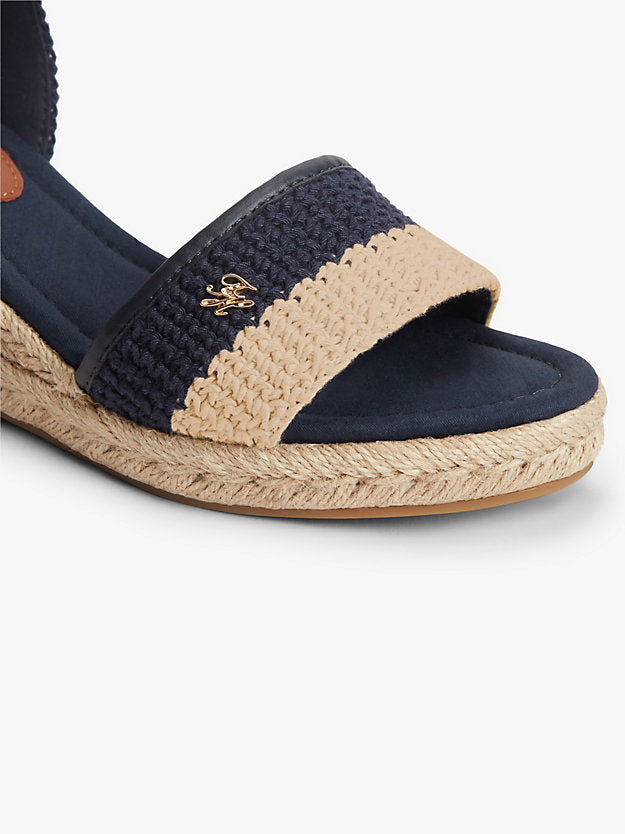 Logo Plaque Woven Wedge Heel Espadrilles