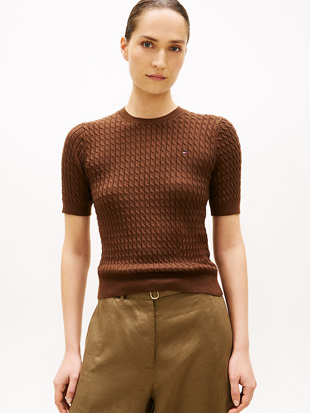Cable Knit Short Sleeve Jumper