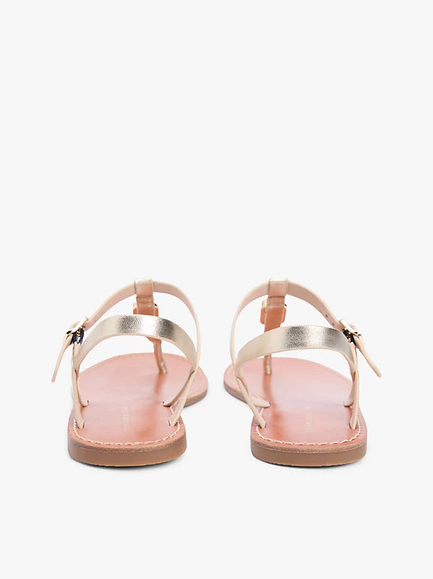 Metallic Leather Toe Post Flat Sandals
