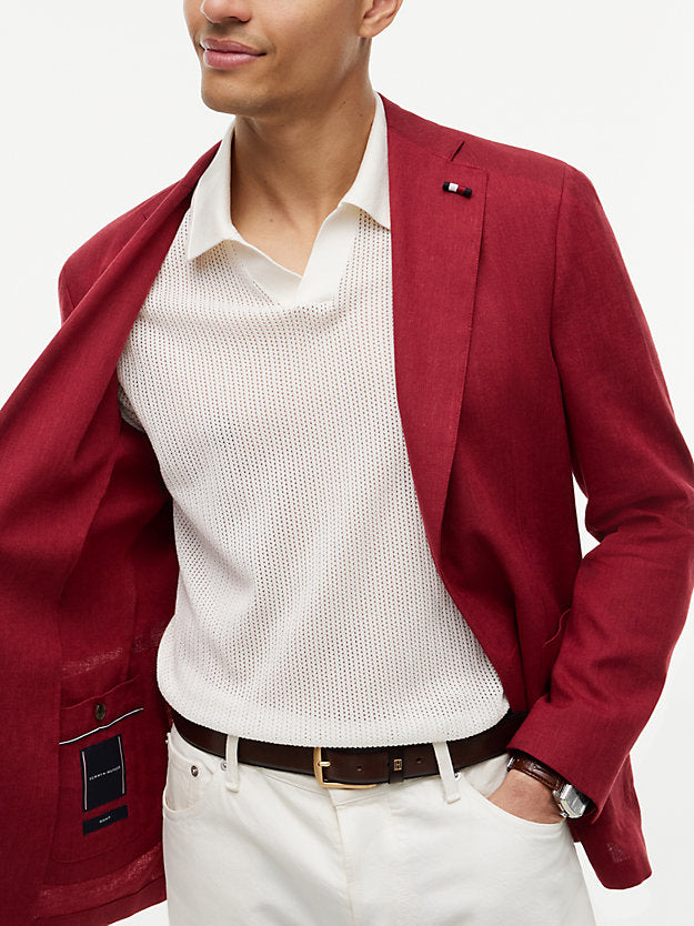 Regular Fit Linen Blend Single Breasted Blazer