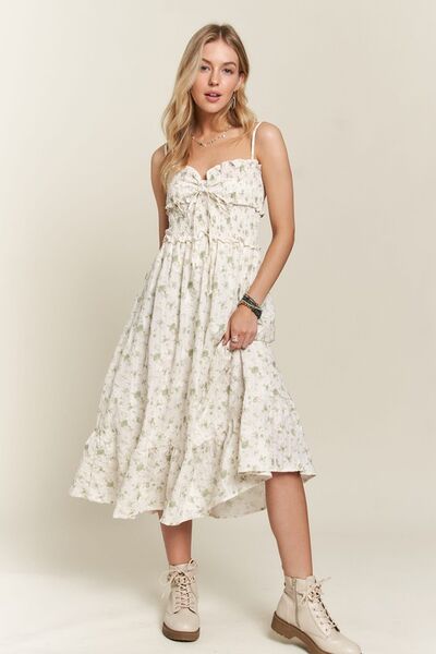Robe Caraco Adora à Col Coeur et Imprimé Floral Froncé