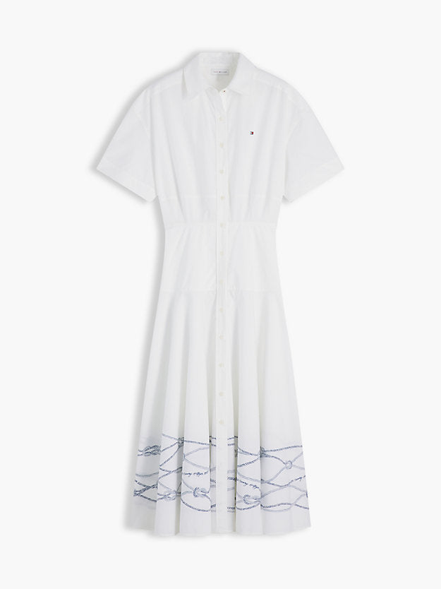 Fit And Flare Poplin Midi Shirt Dress