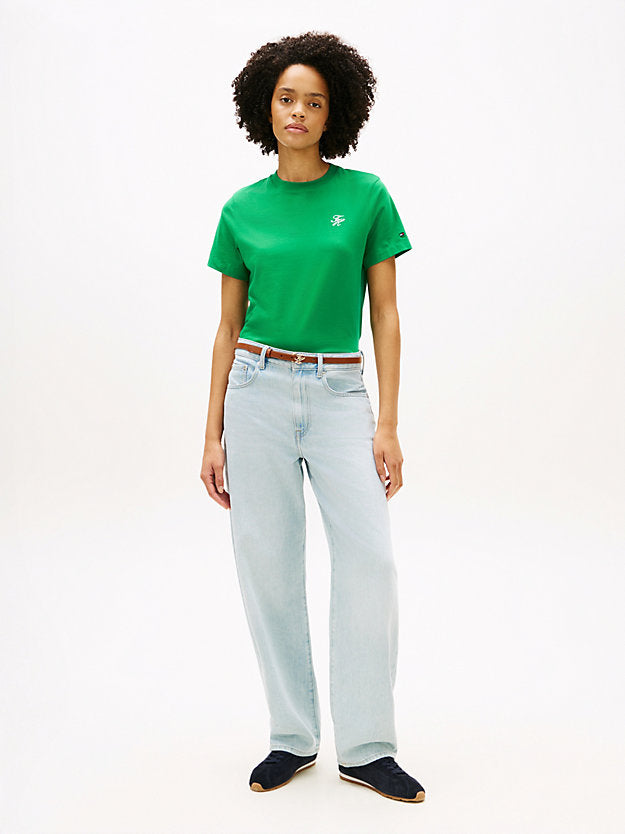 Logo Embroidery Jersey Crew Neck T-Shirt