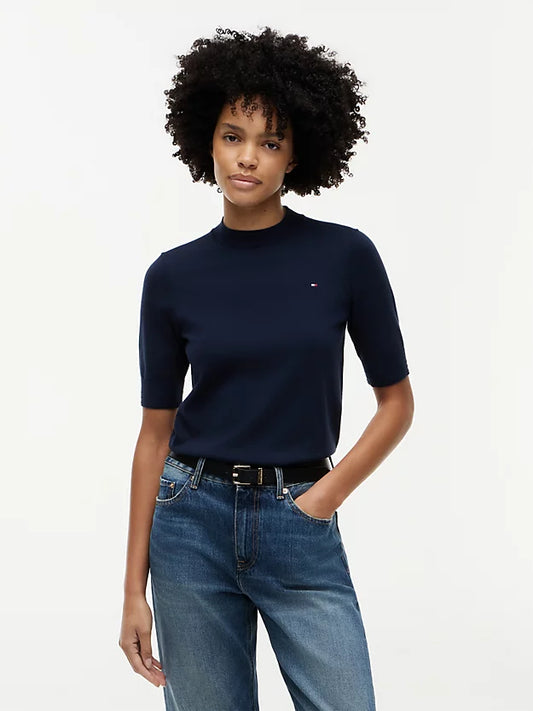 Fine Knit Jersey Short Sleeve Jumper