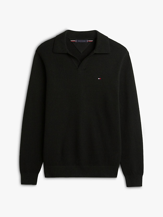 Textured Knit Polo Collar Jumper