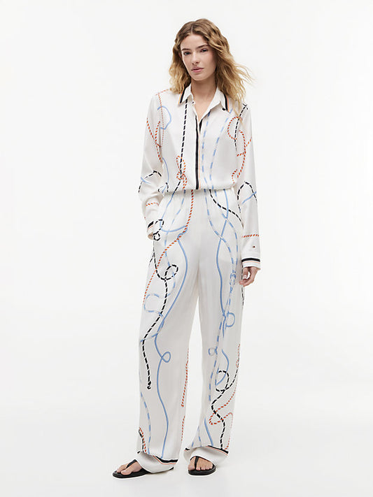 Rope Print Relaxed Straight Trousers