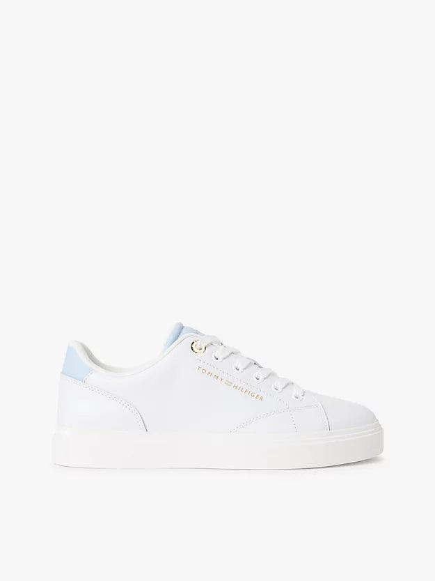 Leather Metallic Logo Cupsole Trainers