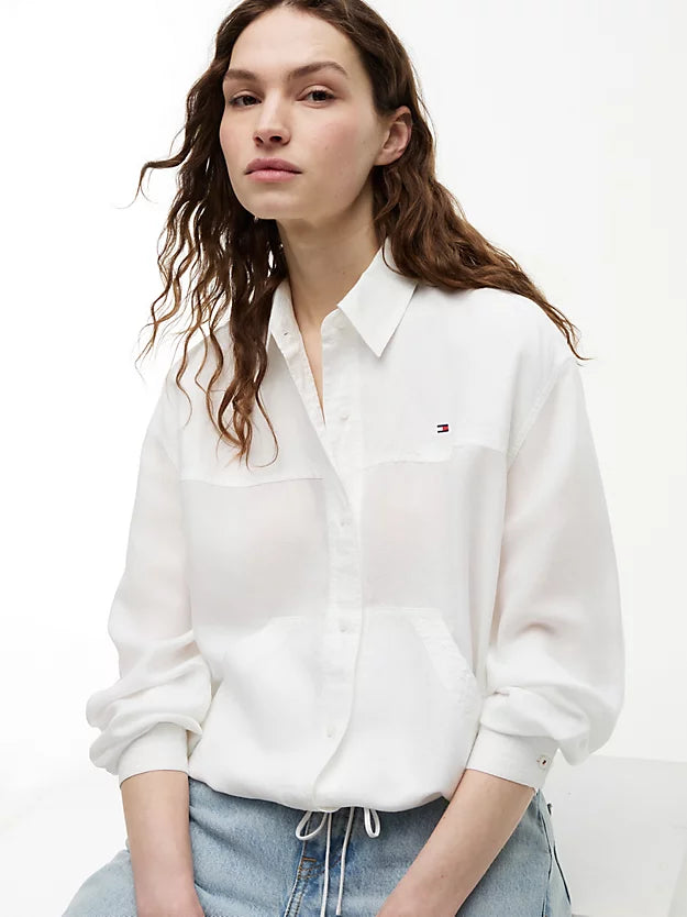Relaxed Fit Drawstring Shirt WiLinen