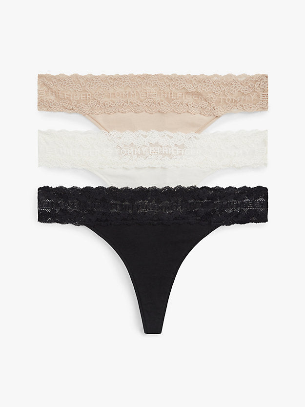 3-Pack Ditsy Lace Tanga Thong