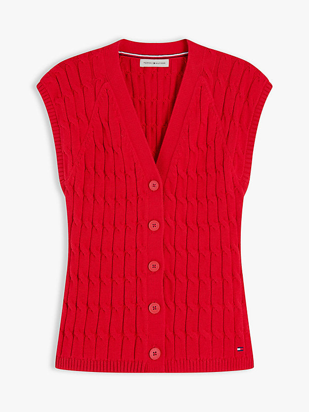 Cable Knit Slim Cap Sleeve Cardigan