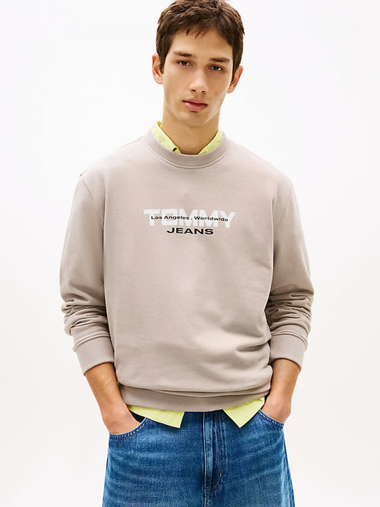 Logo Sueded Terry Crew Neck Sweatshirt