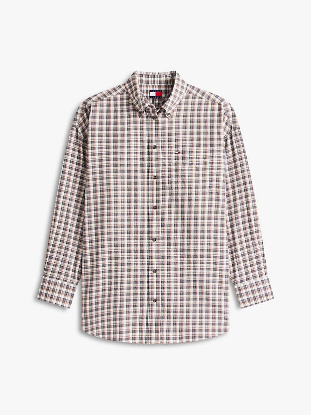 Relaxed Fit Tartan Check Seersucker Shirt