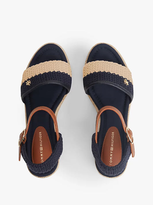 Logo Plaque Woven Wedge Heel Espadrilles