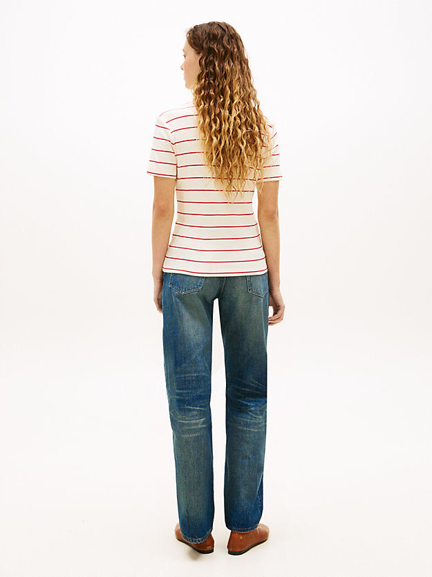 Flag Embroidery Slim Crew Neck T-Shirt