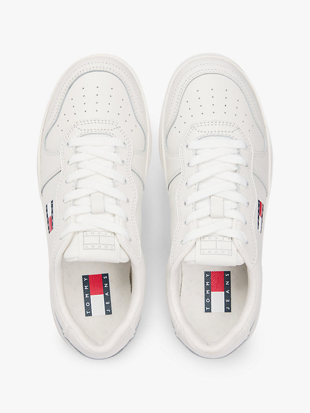 The Greenwich Leather Contrast Heel Trainers
