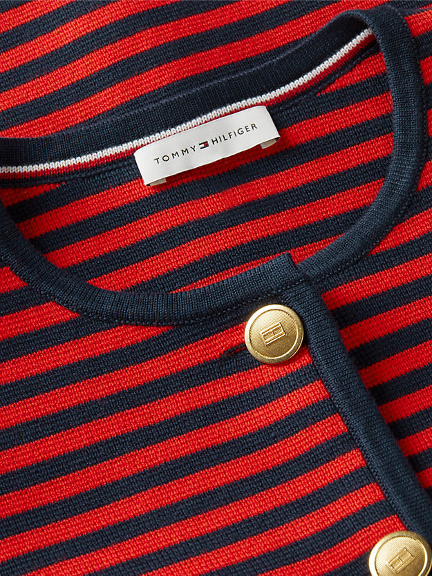 Gold-Tone Button Boxy Cardigan