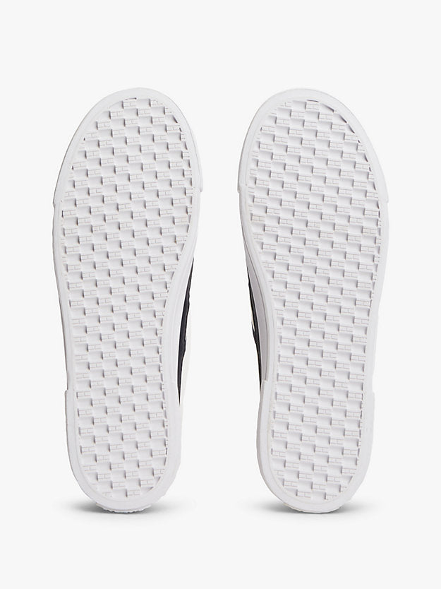 Contrast Piping Canvas Platform Trainers