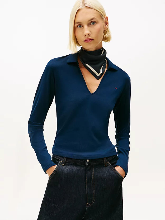 Slim Fit Long Sleeve Polo Shirt