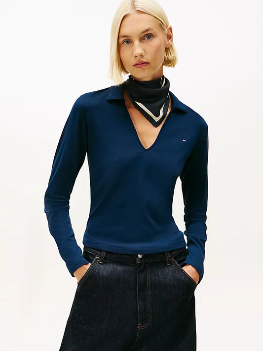 Slim Fit Long Sleeve Polo Shirt