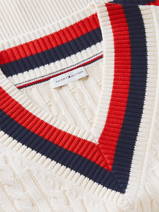 Cable Knit Relaxed V-Neck Jumper