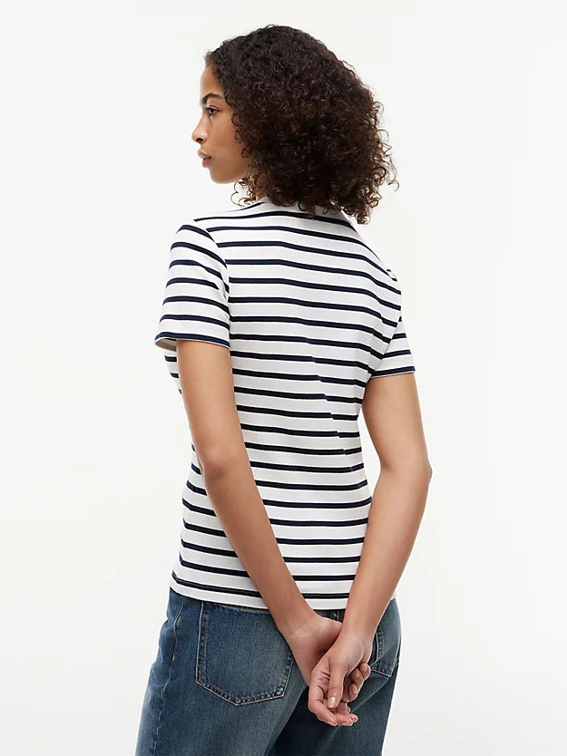 Flag Embroidery Slim Crew Neck T-Shirt