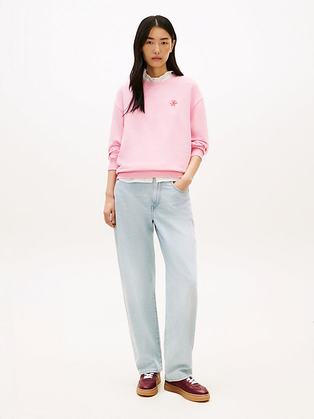 Logo Embroidery Crew Neck Sweatshirt