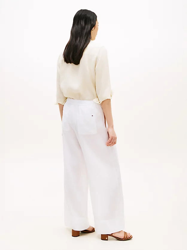 Relaxed Wide Leg Pure Linen Trousers
