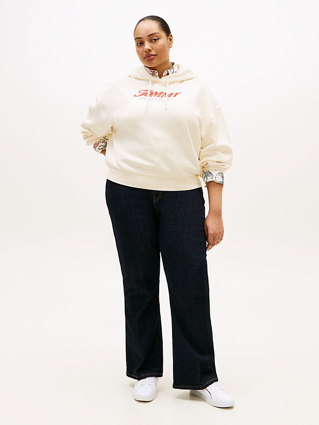 Curve Textured Logo Relaxed Drawstring Hoody