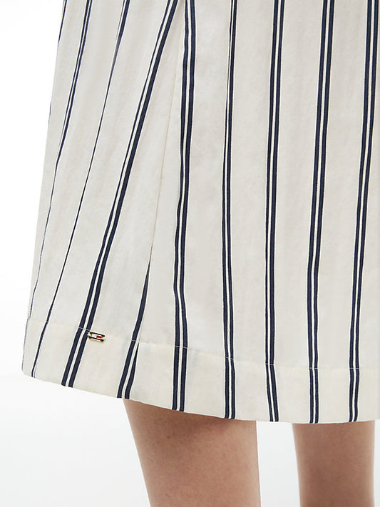 Gold-Tone Button Stripe Midi Dress