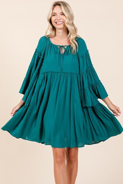 Robe Mittoshop à volants, col lavallière et manches cloche
