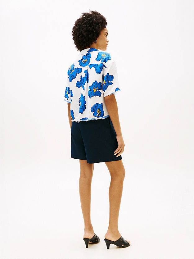 Relaxed Fit Frayed Linen Blend Shirt
