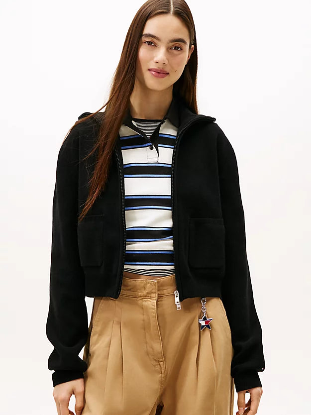 Stitch Logo Collared Zip-Thru Cardigan