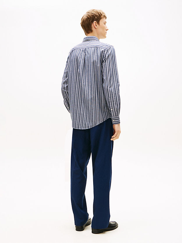 Regular Fit Textured Stripe Poplin Shirt