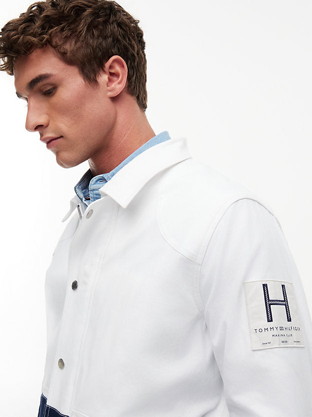 Stripe Flap Pocket Collared Jacket