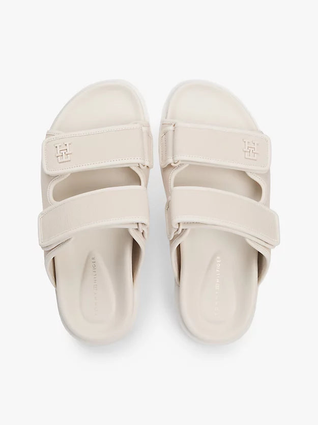 Leather Double Strap Serrated Sandals