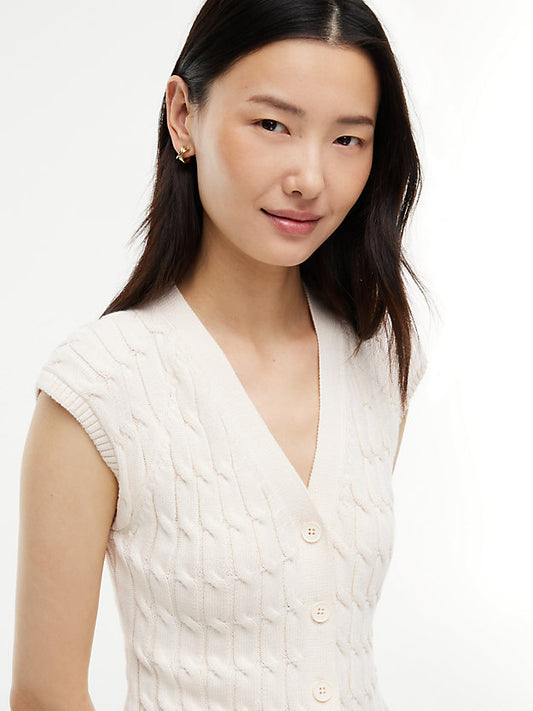 Cable Knit Slim Cap Sleeve Cardigan