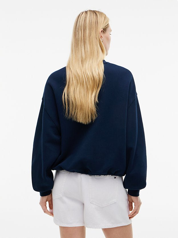 Crest Logo Drawstring Hem Relaxed Sweatshirt