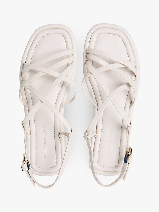 Leather Crossover Strap Flat Sandals