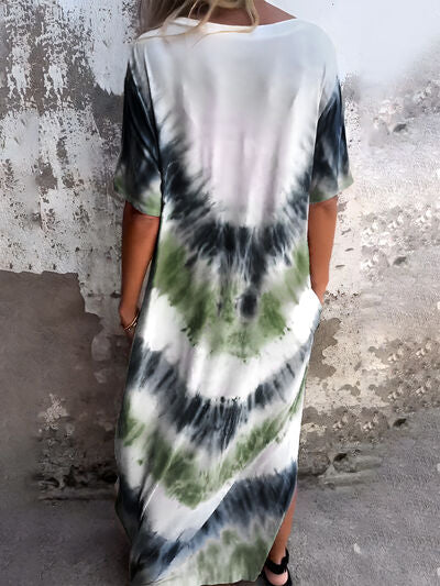 Robe courte à poches et manches courtes, tie-dye, taille standard