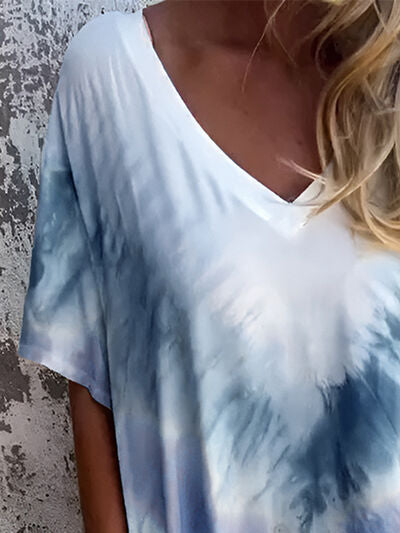 Robe courte à poches et manches courtes, tie-dye, taille standard