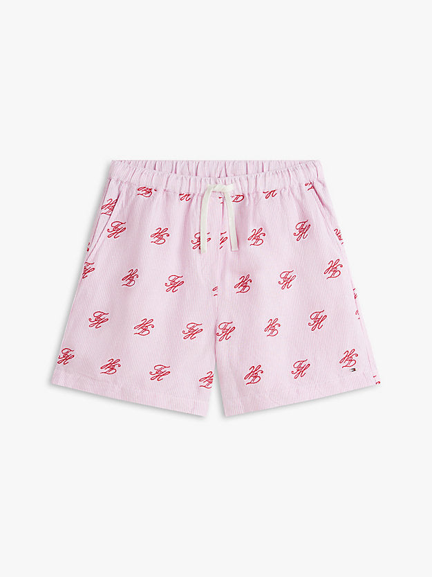 Linen Blend Print Relaxed Shorts
